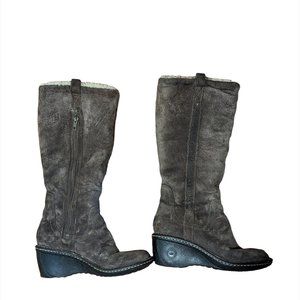 UGG Hartley Brown Suede Tall Wedge Boots Size 7.5